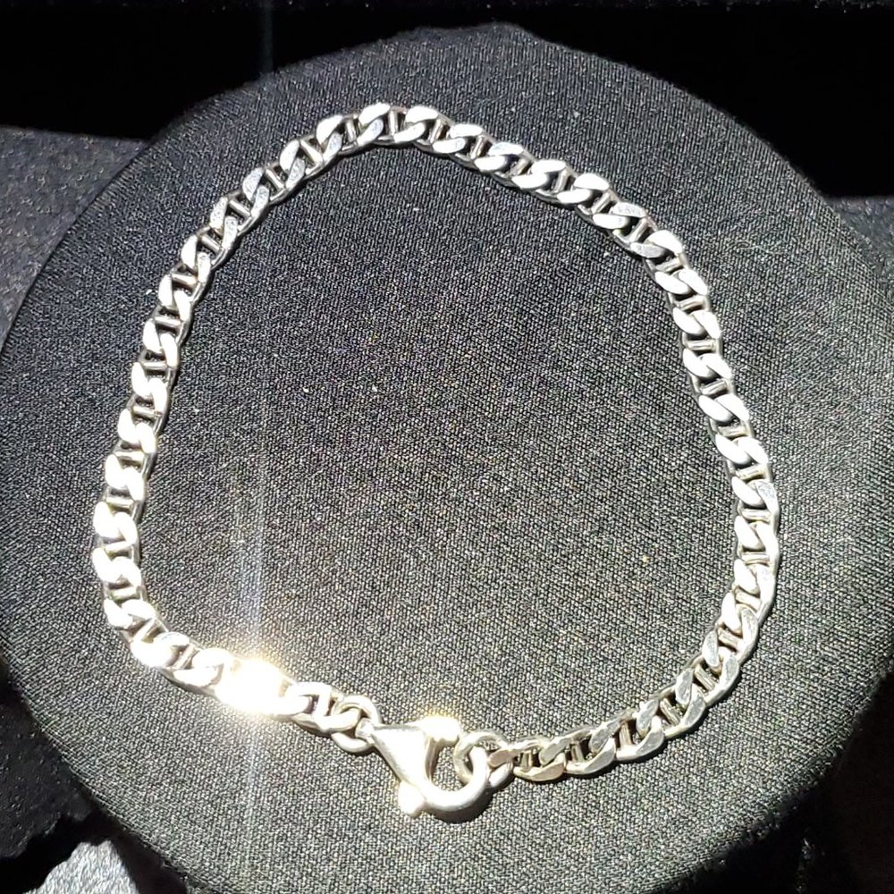 HEAVY 8 inch 925 Sterling Silver Anchor or Mariner Chain Bracelet